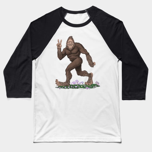 Walkin' Squatch Baseball T-Shirt by Ostrander